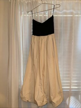 Strapless color-block bubble dress